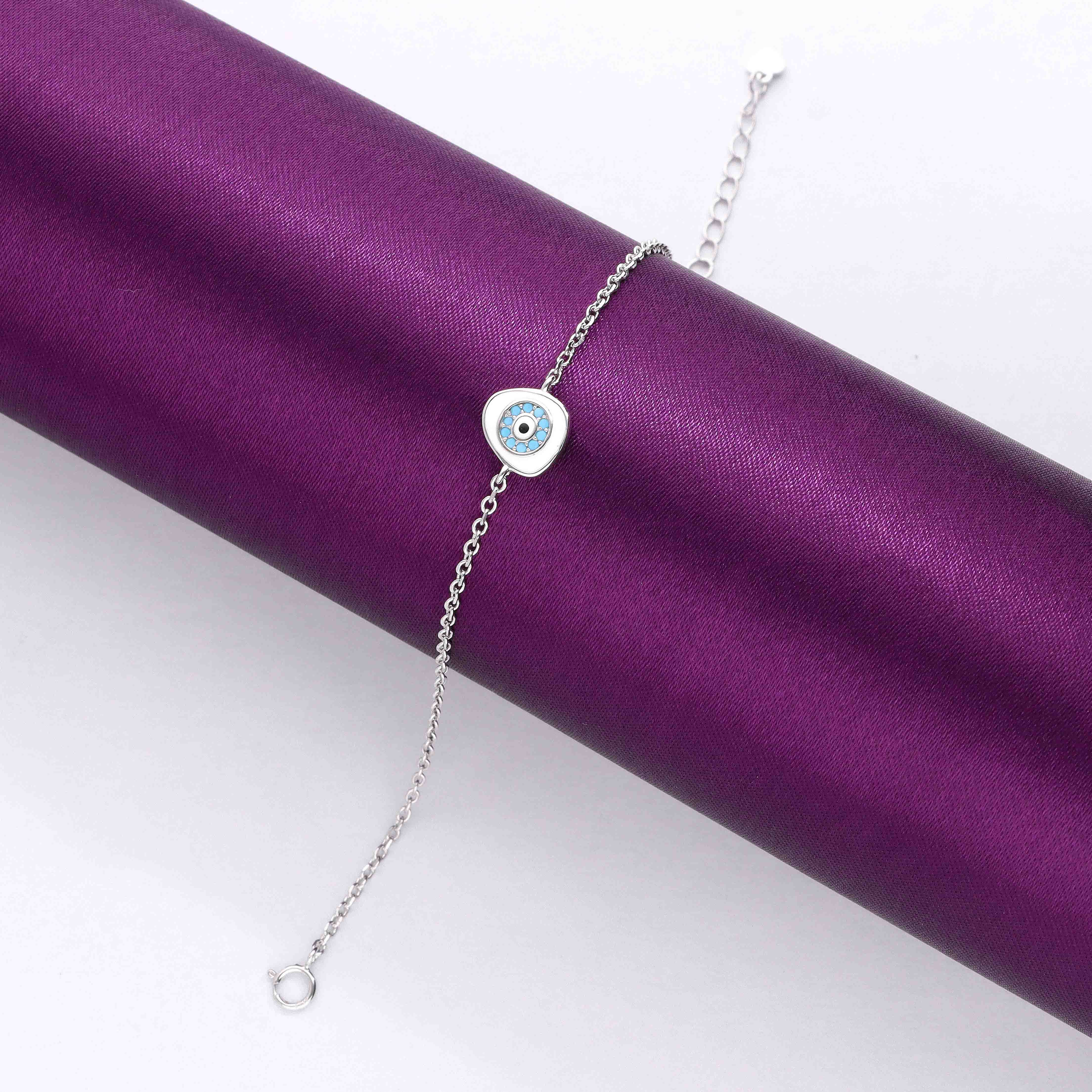 CHIC ENAMELLED EVIL EYE SILVER BRACELET