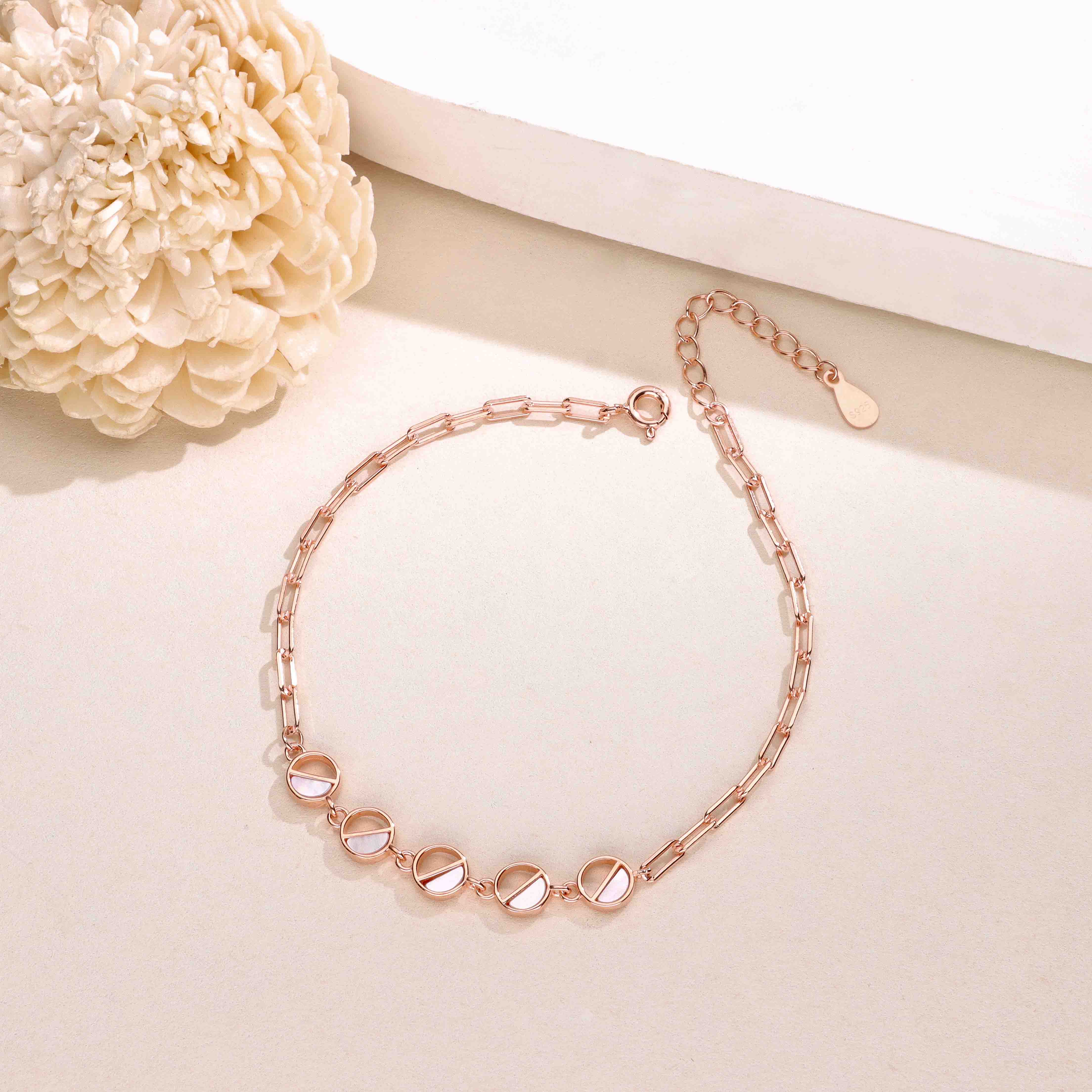 Circular Charms Silver Chain Bracelet - Image 2