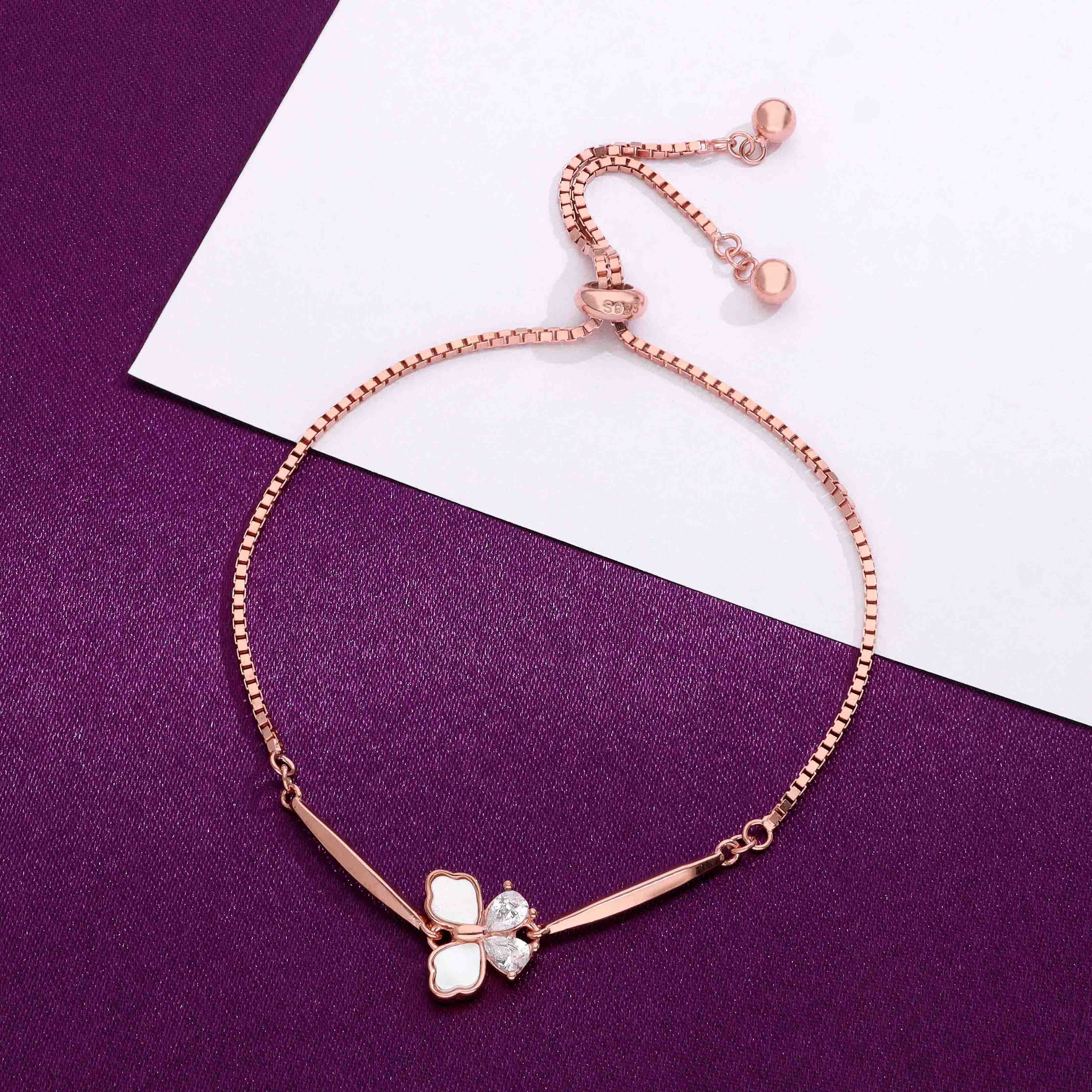 Sterling Silver Mother Of Pearl Butterfly Bracelet - Image 2