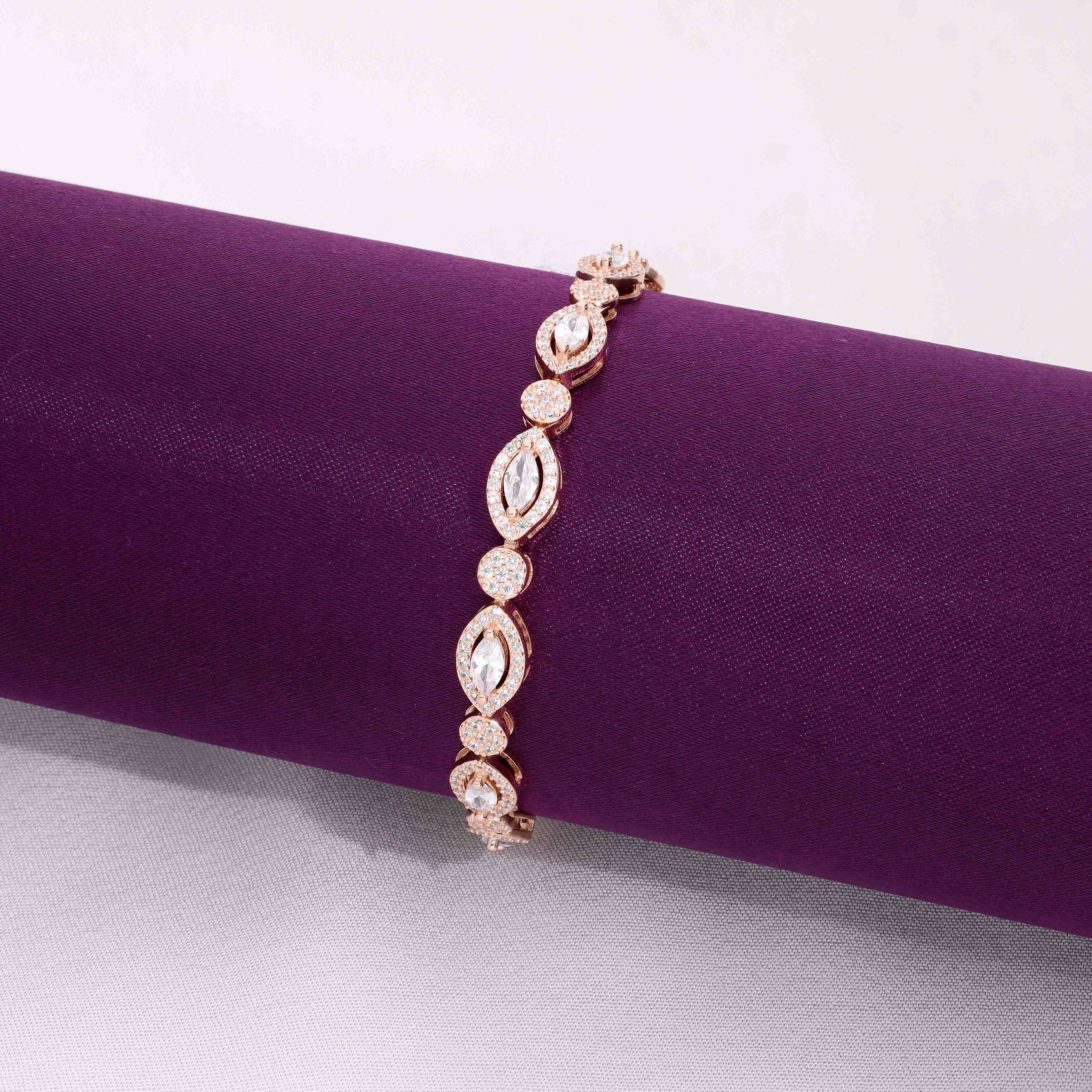 Stylish Pear And Bezel Silver Tennis Bracelet - Image 8
