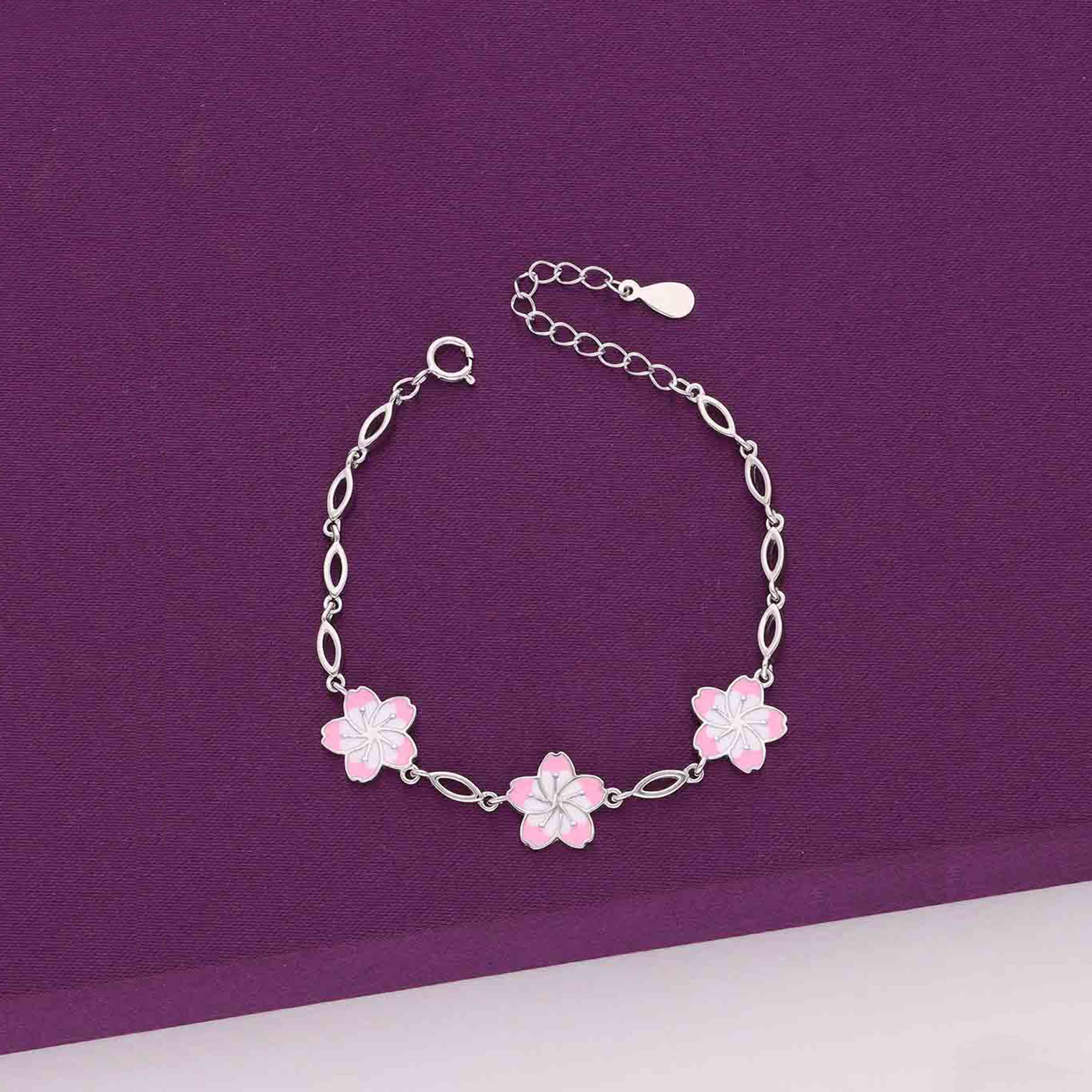 Sterling Silver Children's Floral Bracelet
