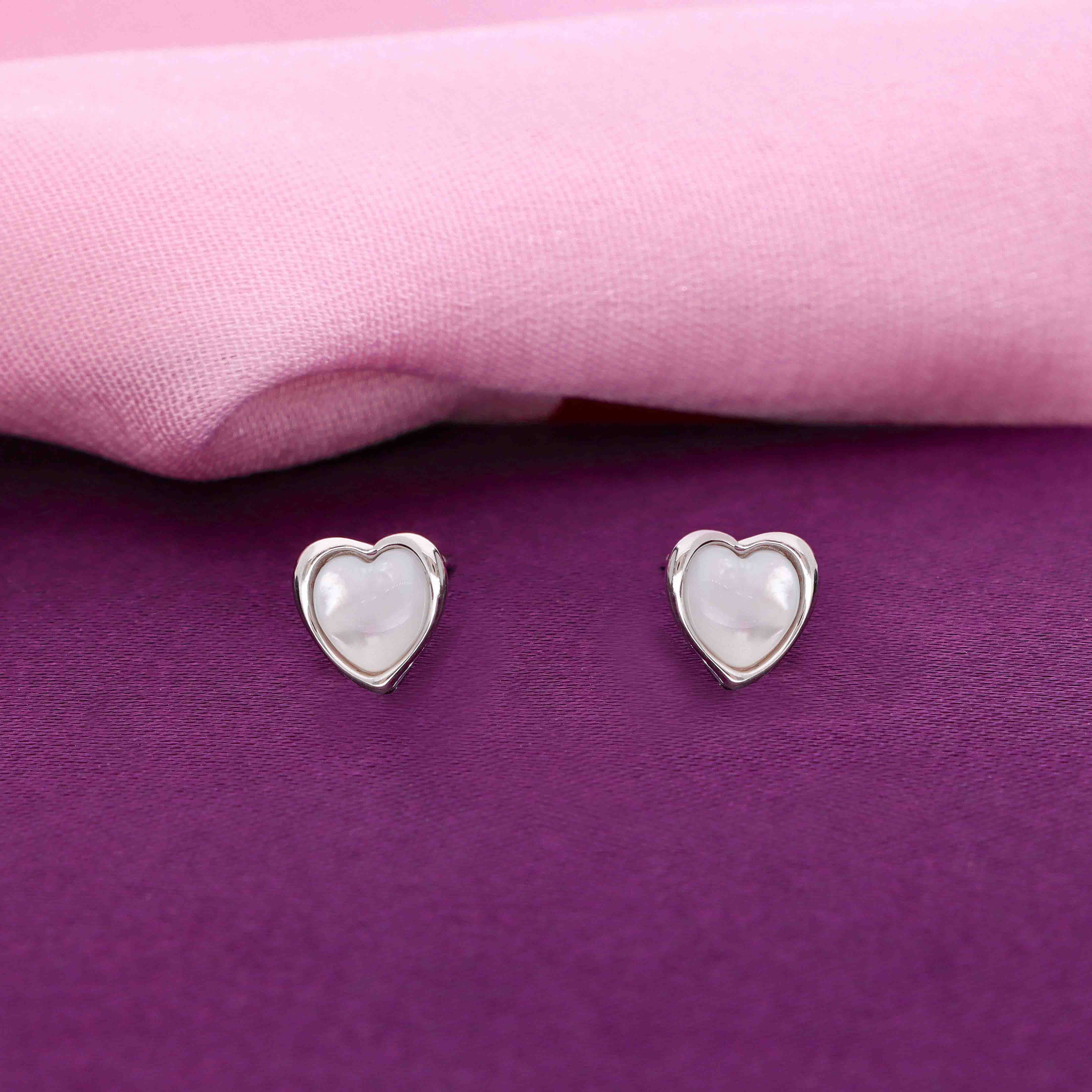 Sterling Silver Minimalistic Heart Stud Earrings - Image 8