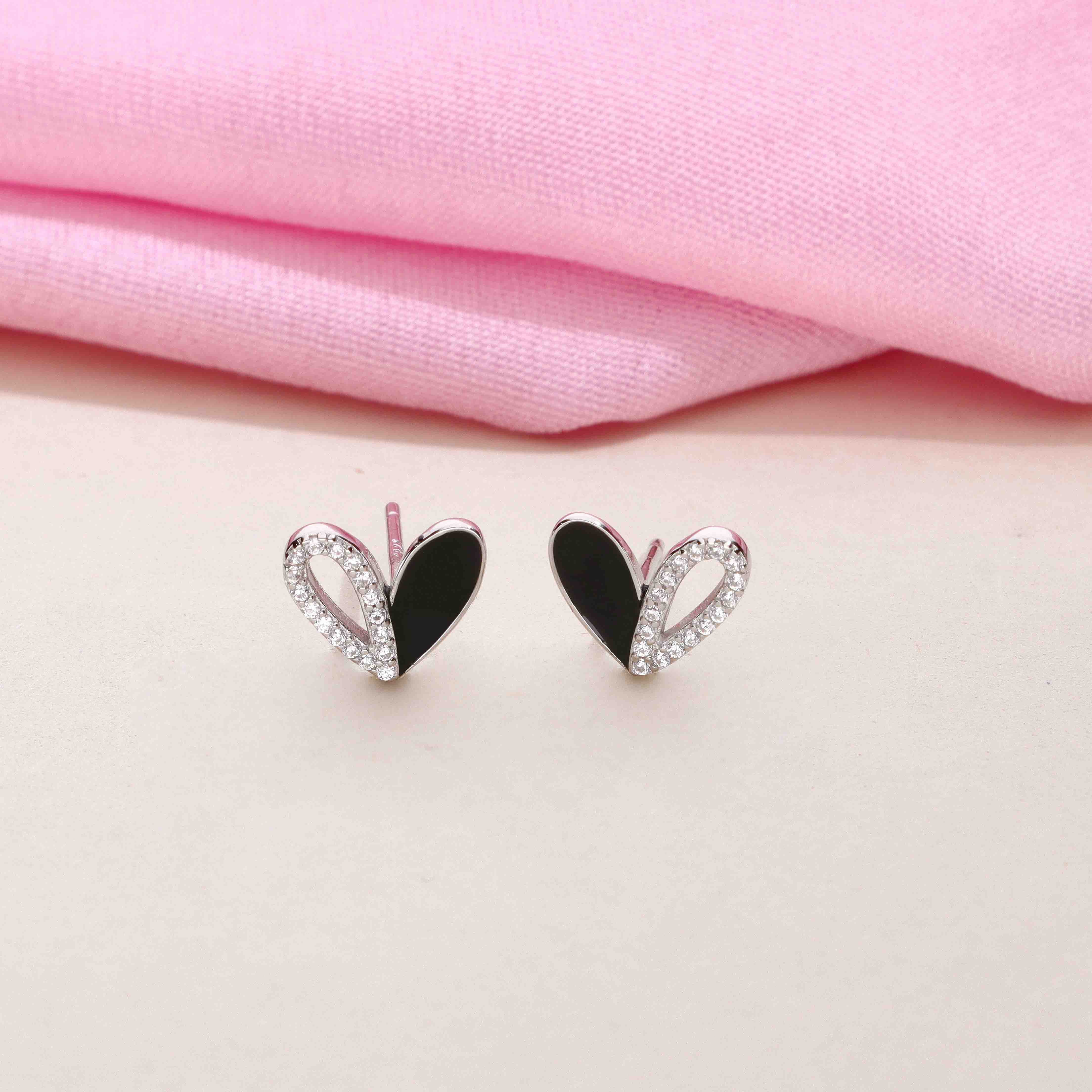 Minimalistic Zircon Heart Stud Earrings