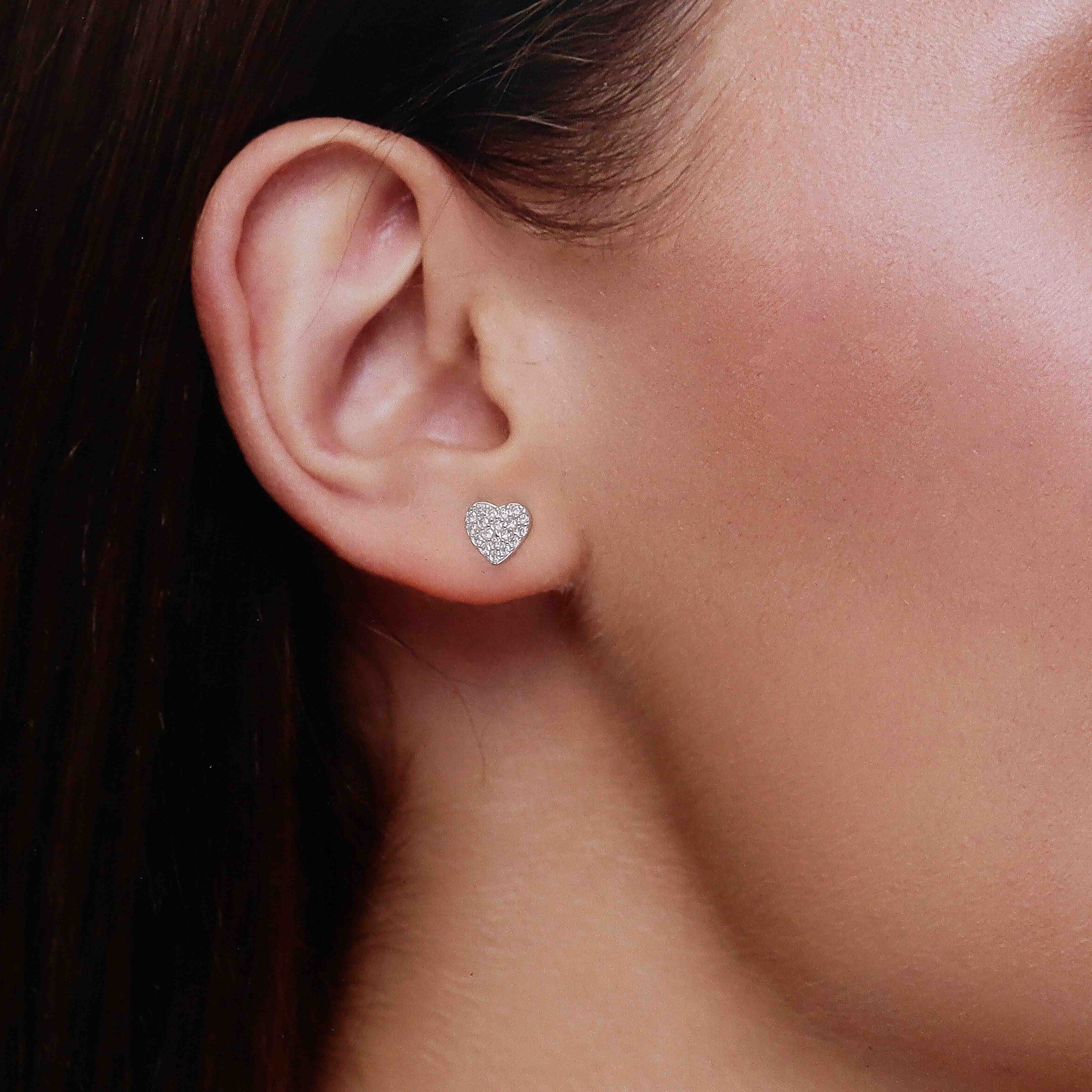 Minimal Zircon Studded Heart Earrings - Image 4
