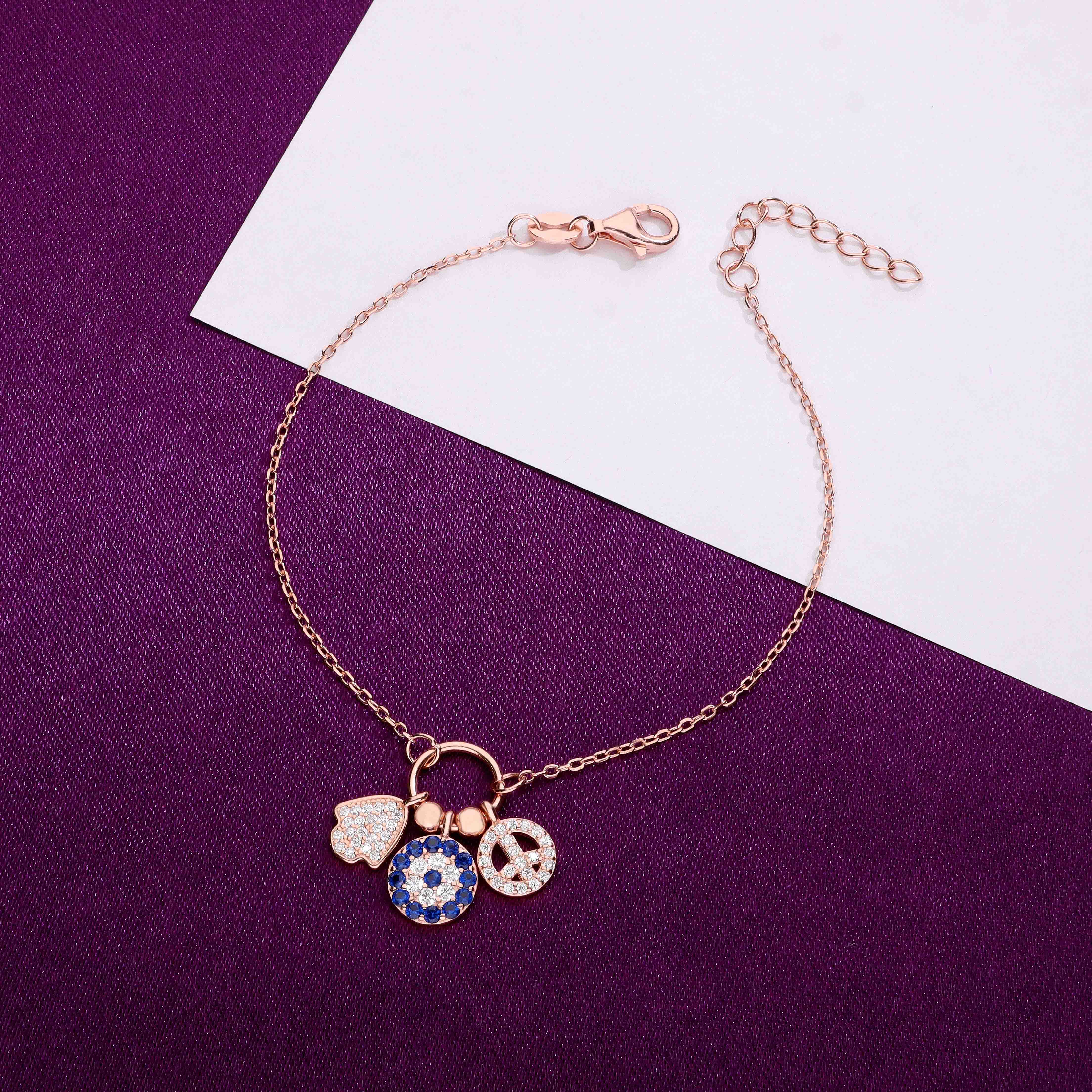 Trendy Evil Eye Charm Silver Bracelet - Image 6