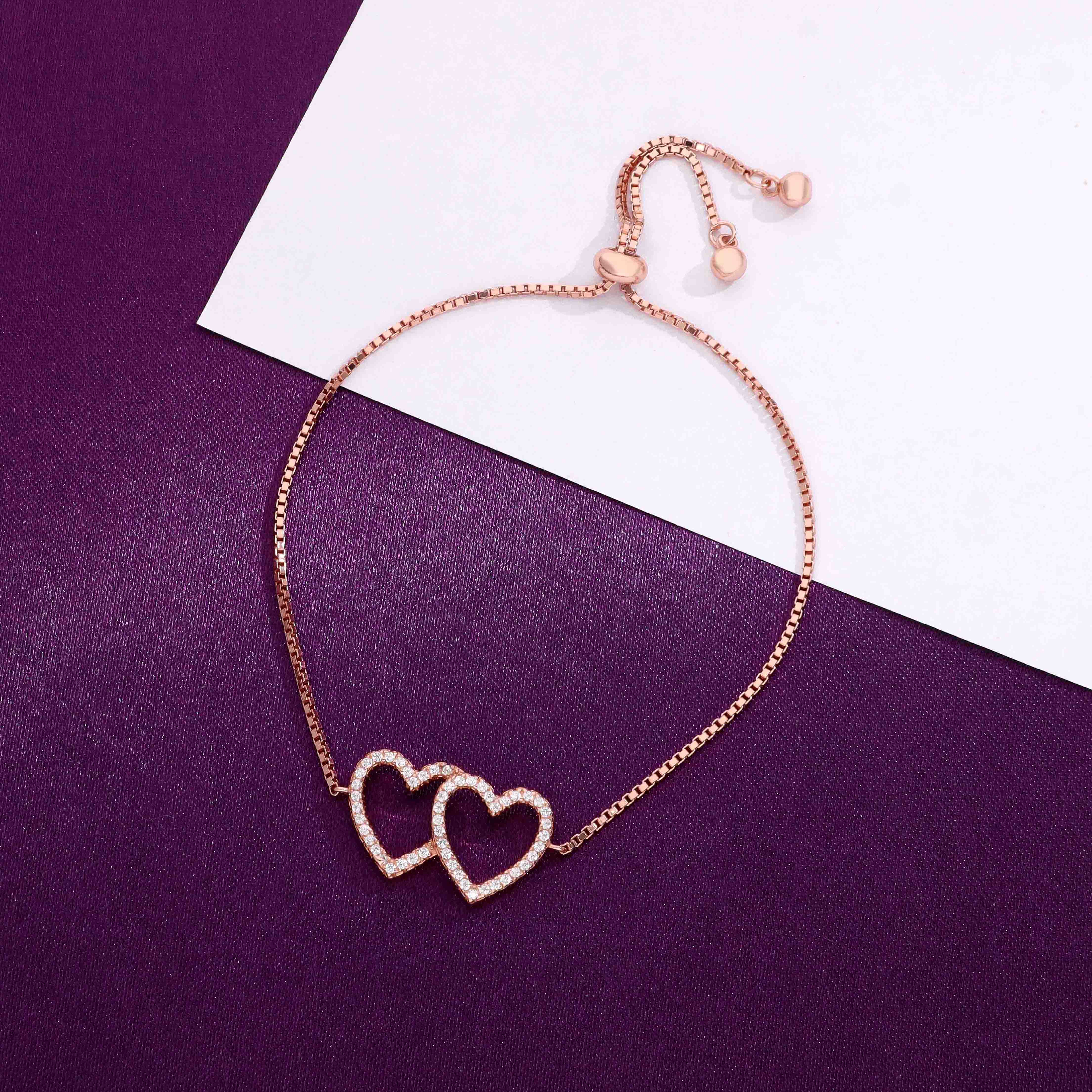 Twinning Hearts Silver Link Bracelet - Image 2