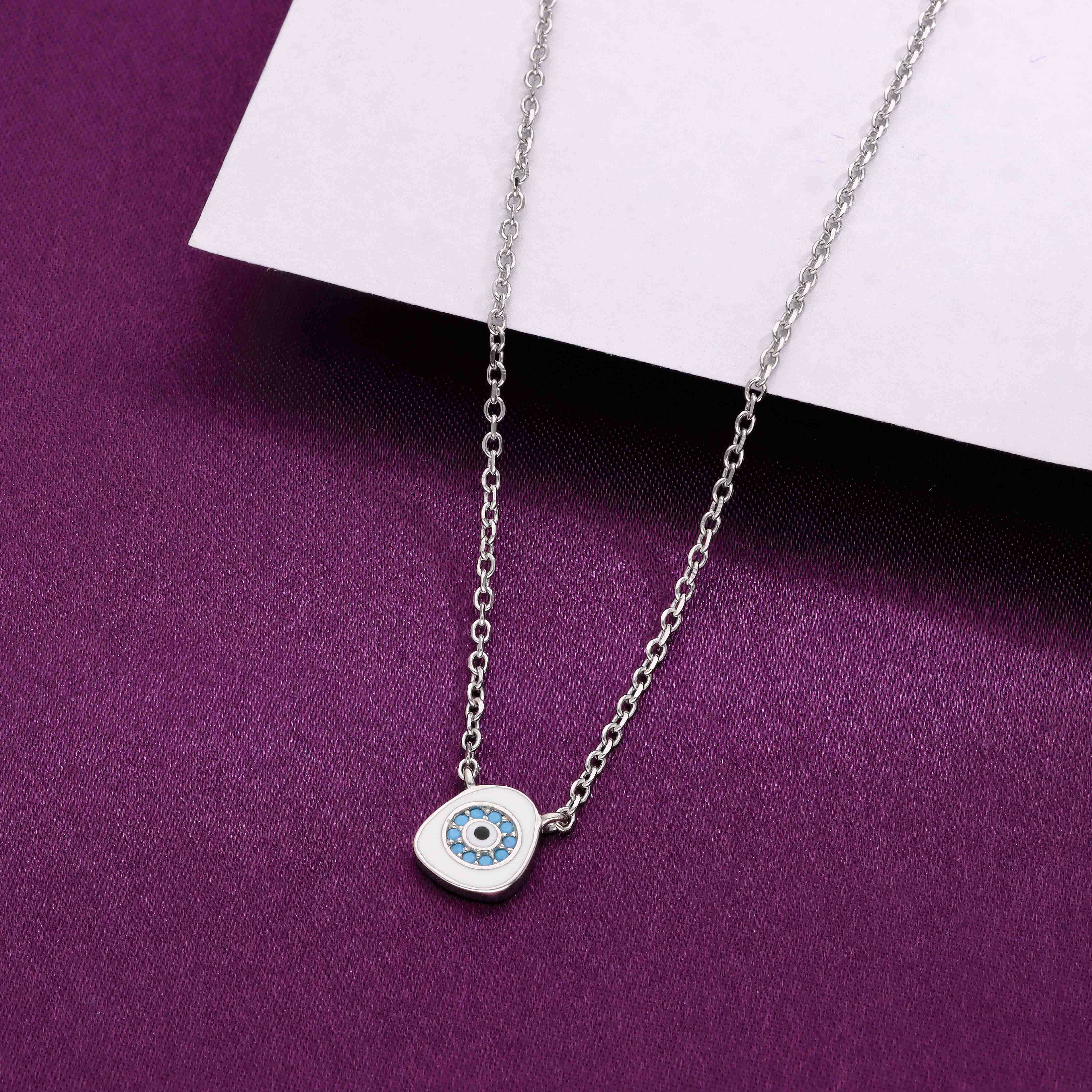 Sterling Silver Chic Evil Eye Necklace - Image 7
