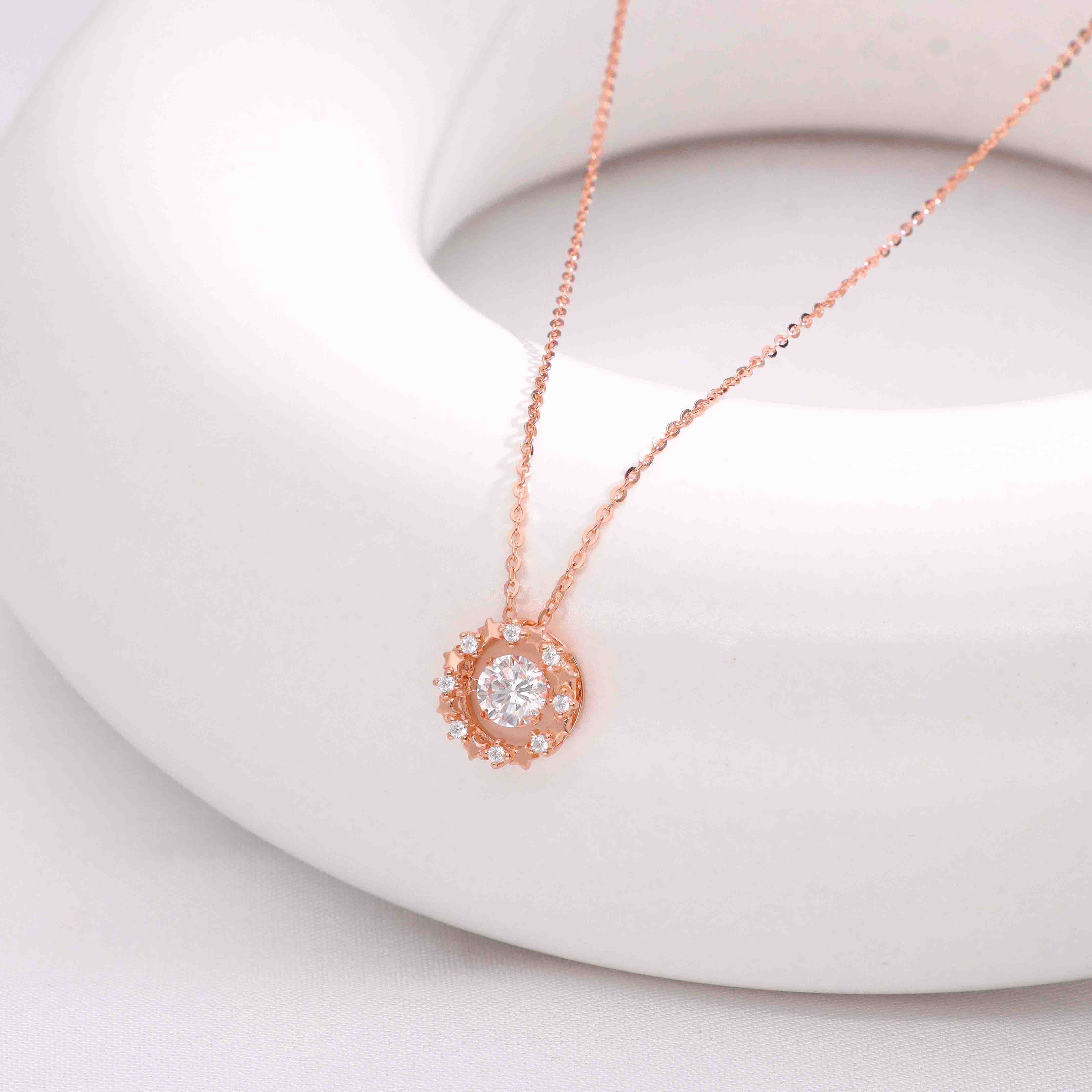 Sterling Silver Rose Gold Solitaire Brilliance Necklace