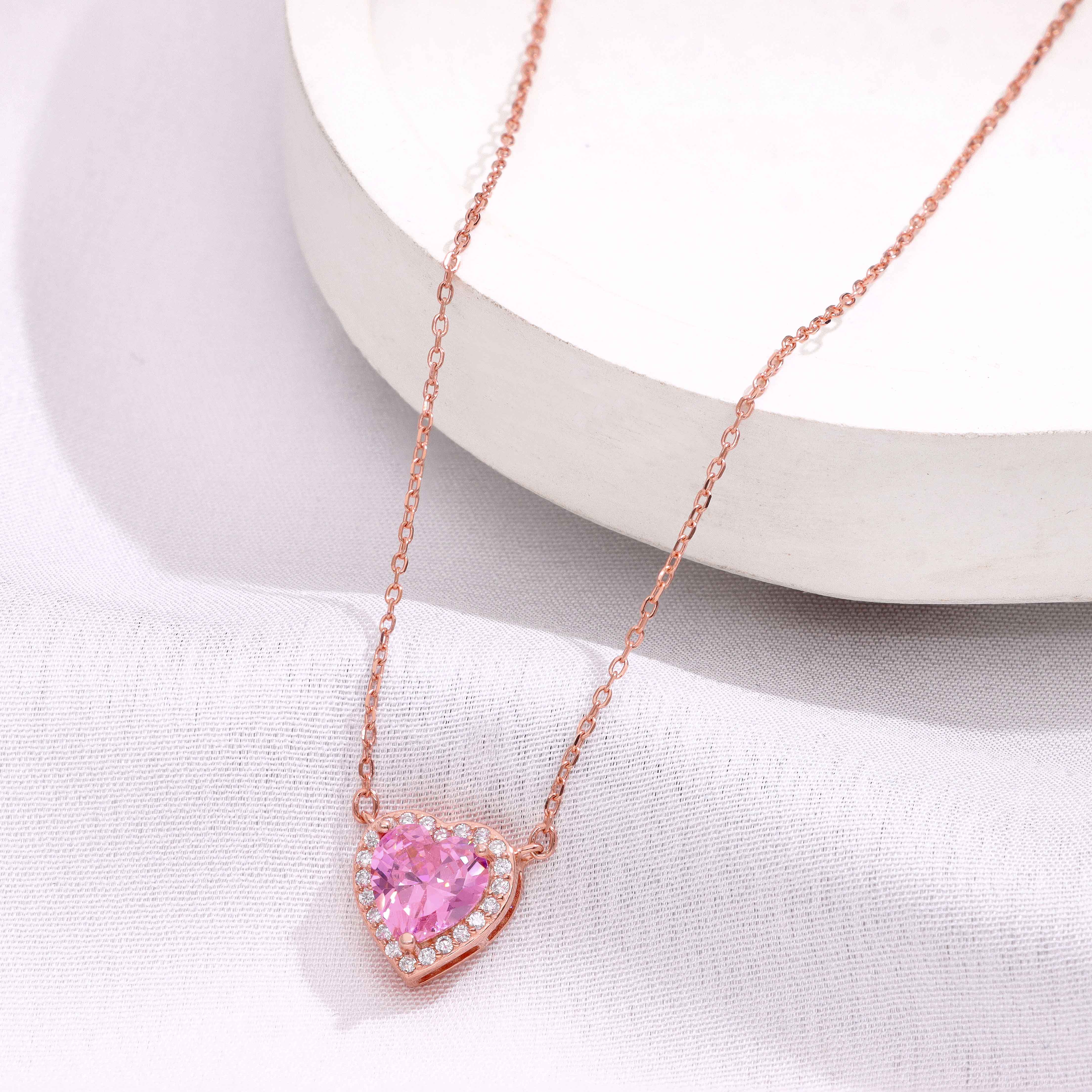 Sterling Pink Love Heart Necklace - Image 9