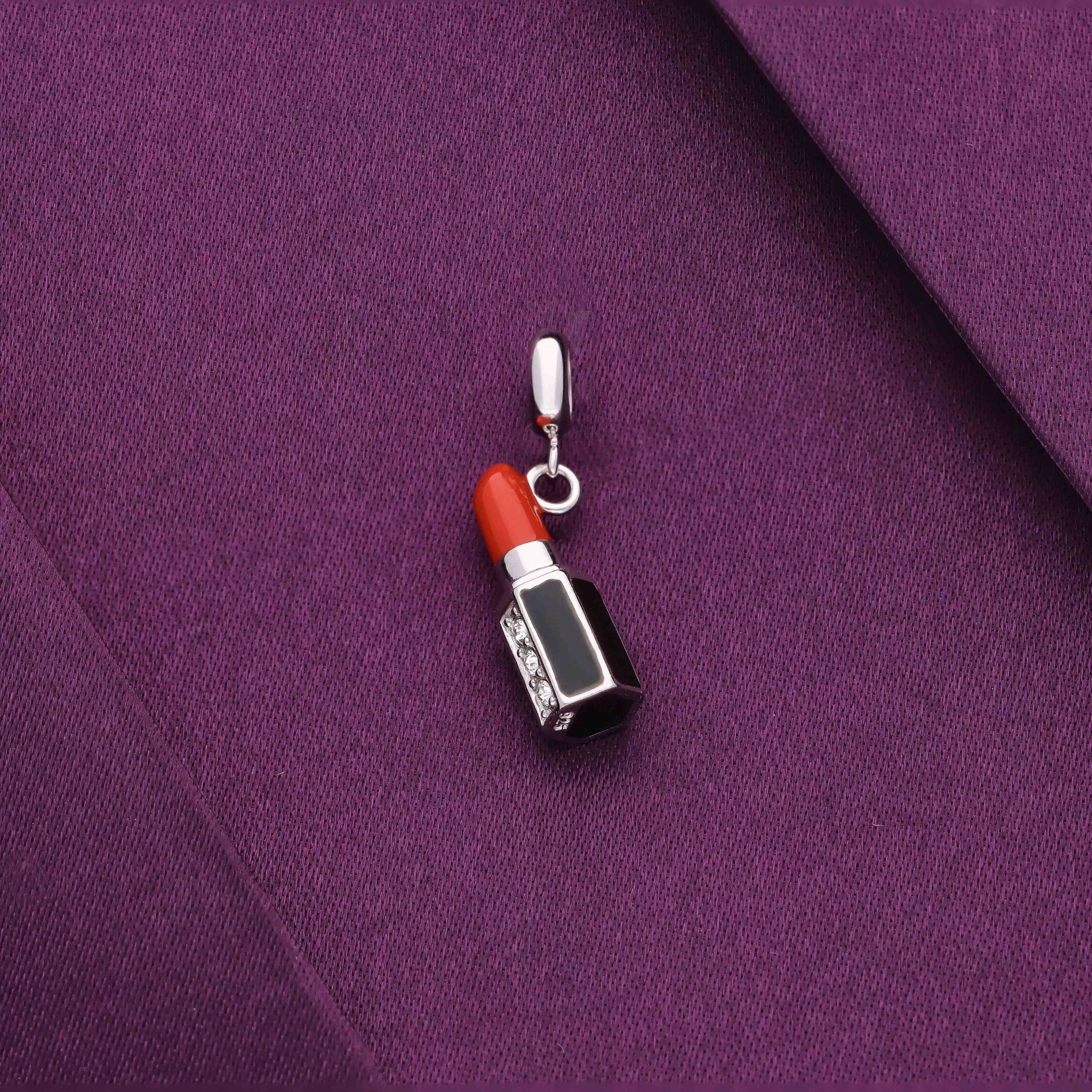 Sterling Lipstick Silver Charm Pendant