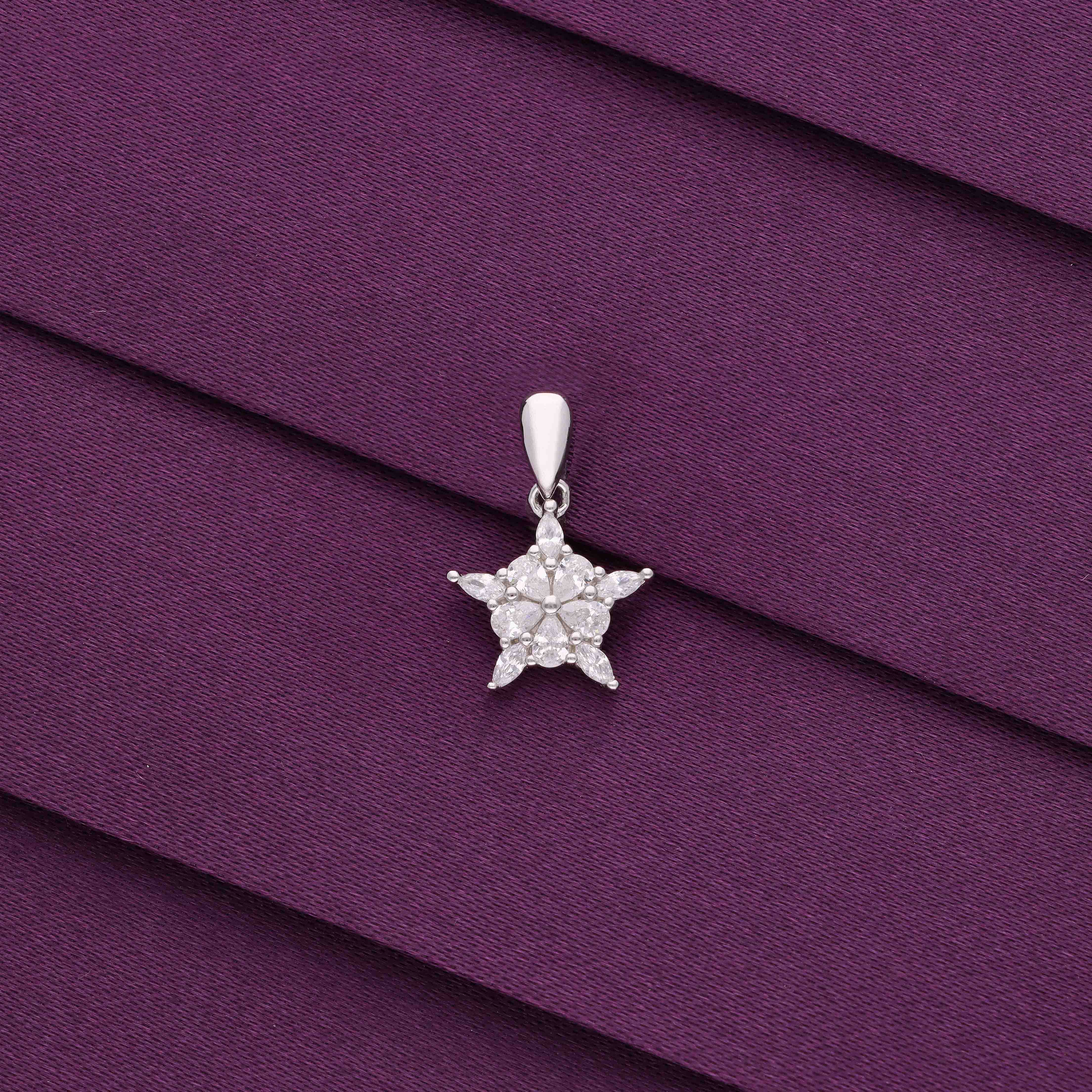 Sterling Silver Zircon Studded Star Pendant