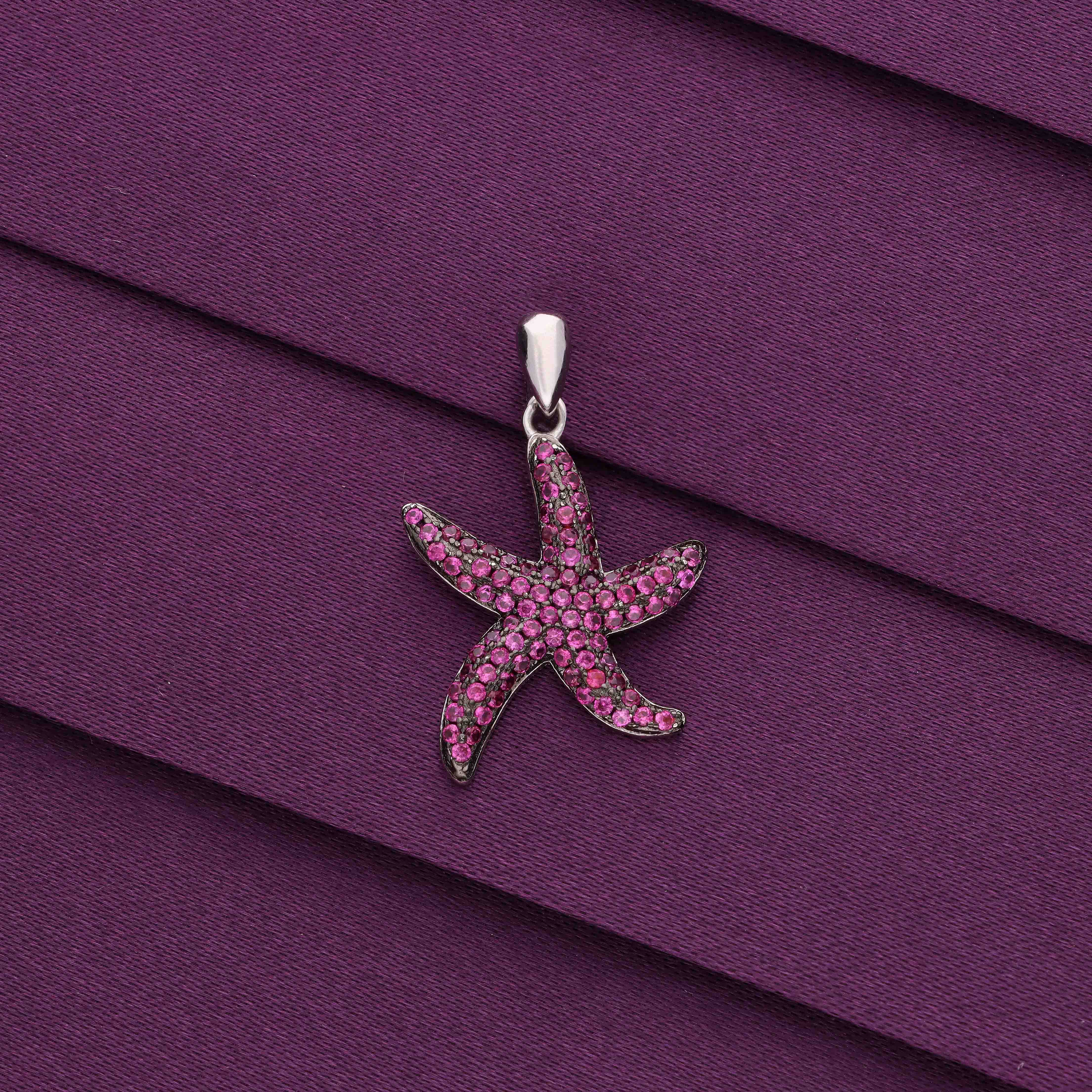 Sterling Silver Pink Starfish Pendant