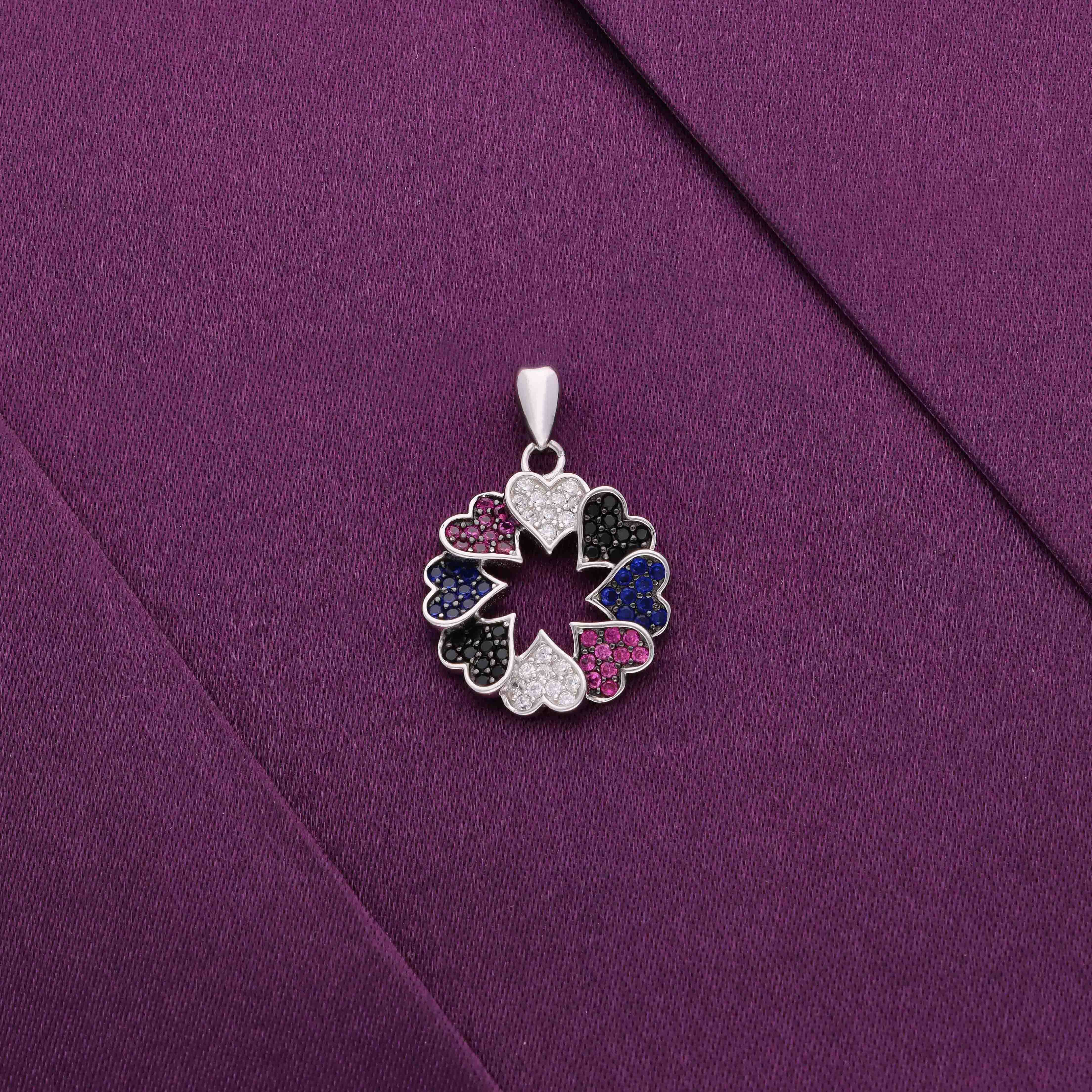 Sterling Silver Colorful Heart Pendant
