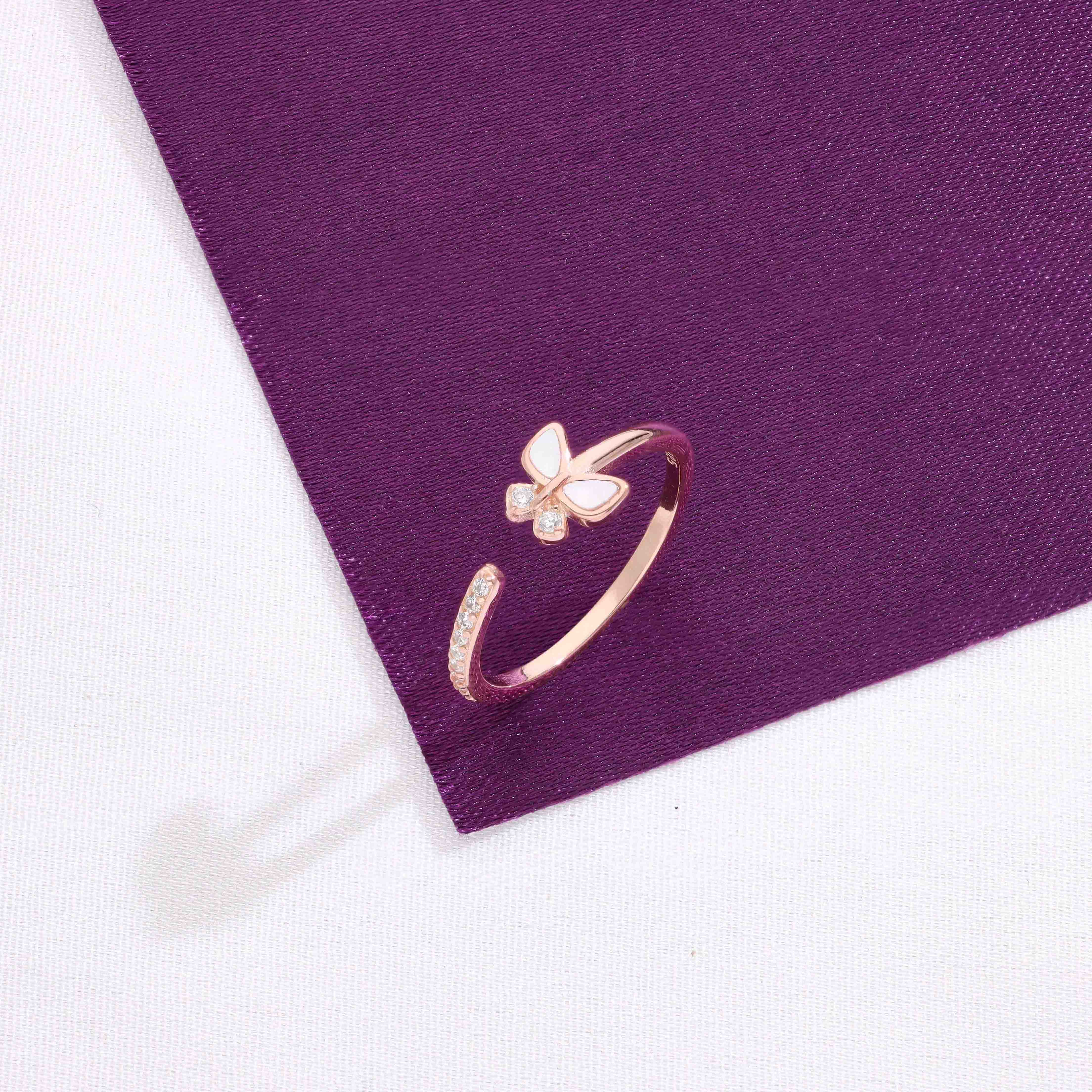 BUTTERFLY SPARKLE SILVER CASUAL MINIMAL RING - Image 6