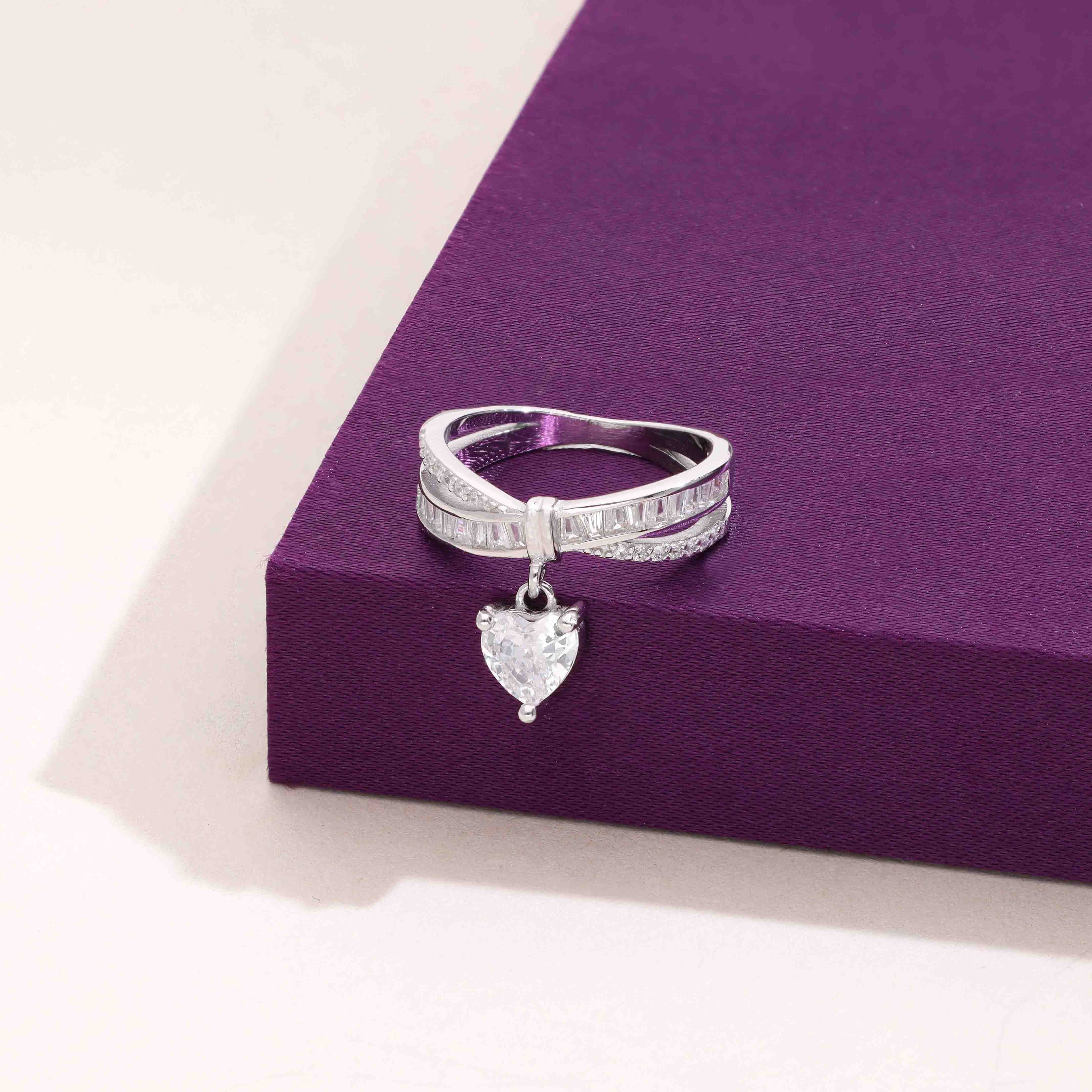 Heart Solitaire Drop Minimal Ring