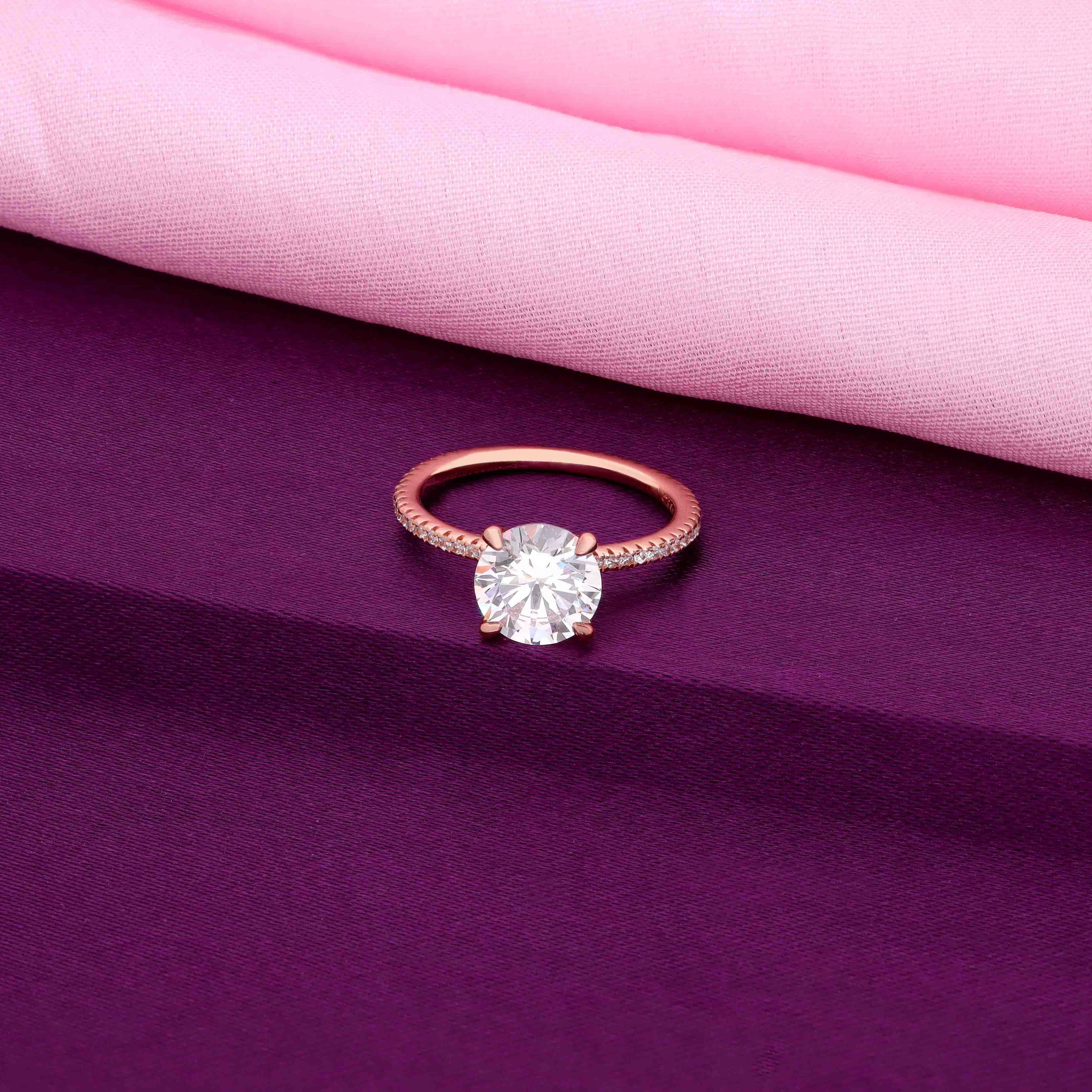 Round-cut Solitaire Zircon Studded Silver Ring - Image 6