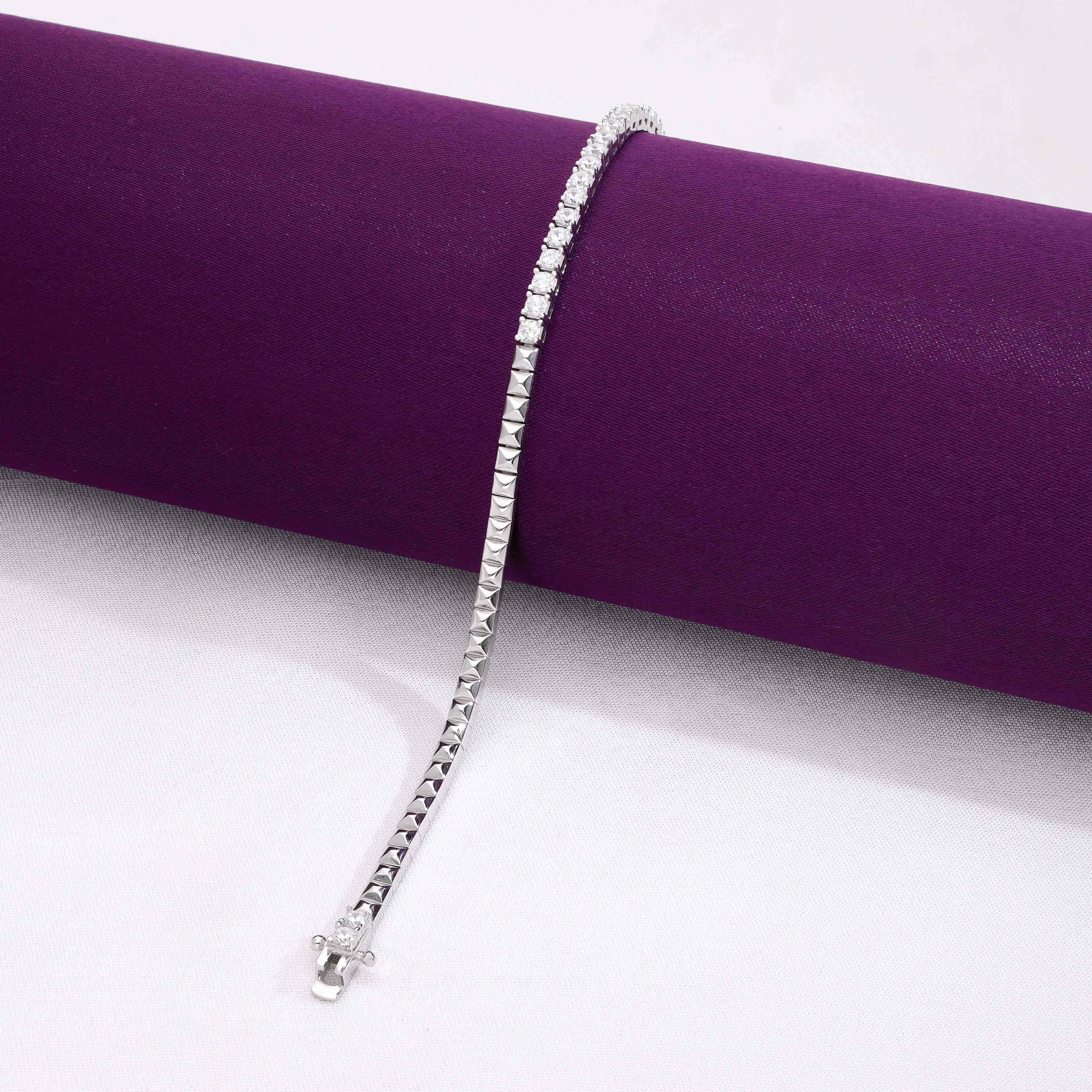 Sparkling Square Silver Tennis Bracelet